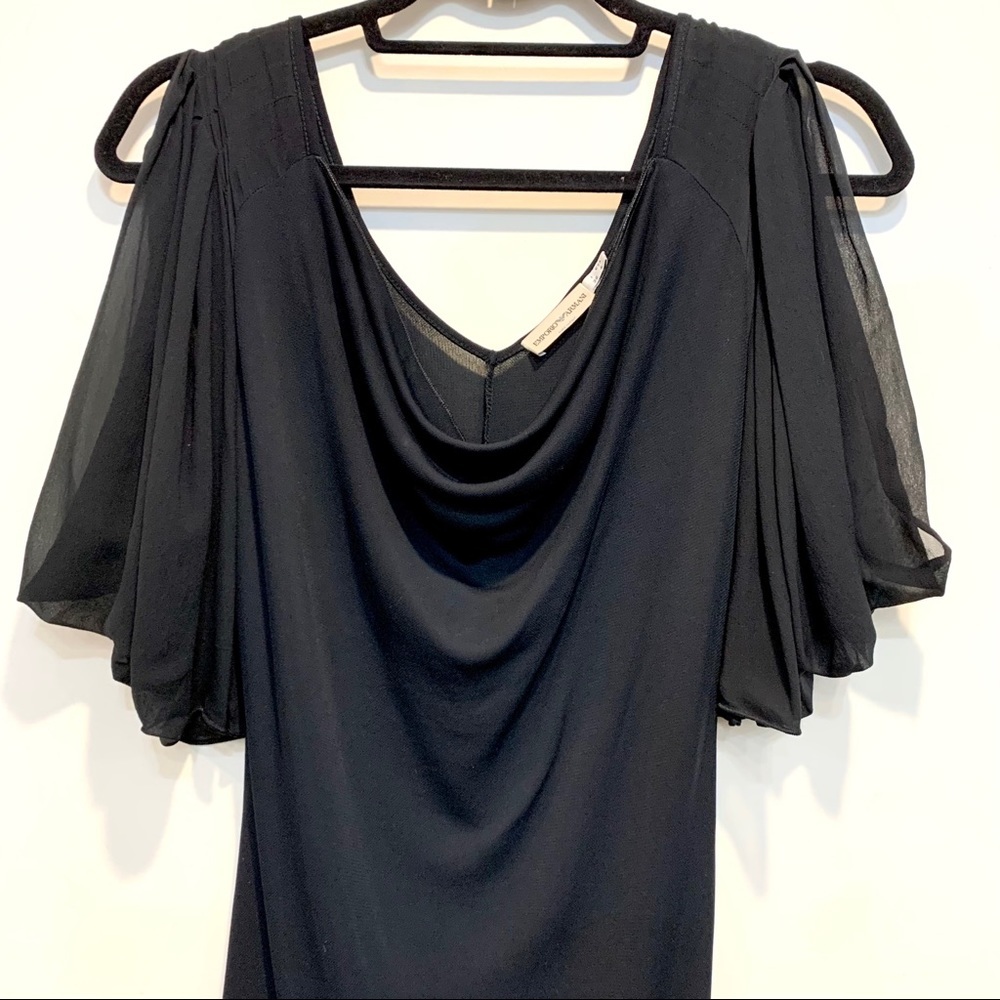 Emporio Armani Black Cowl Neck Cold Shoulder Dress - Picture 5 of 10